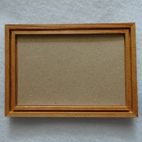 Vintage Miniature Painting Print with Baltic Amber Tree Landscape Ship Seascape - Picture 6 of 8